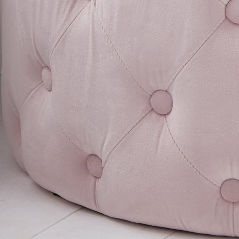 Native Home Lifestyle Pastel Pink Tufted Velvet Pouffe